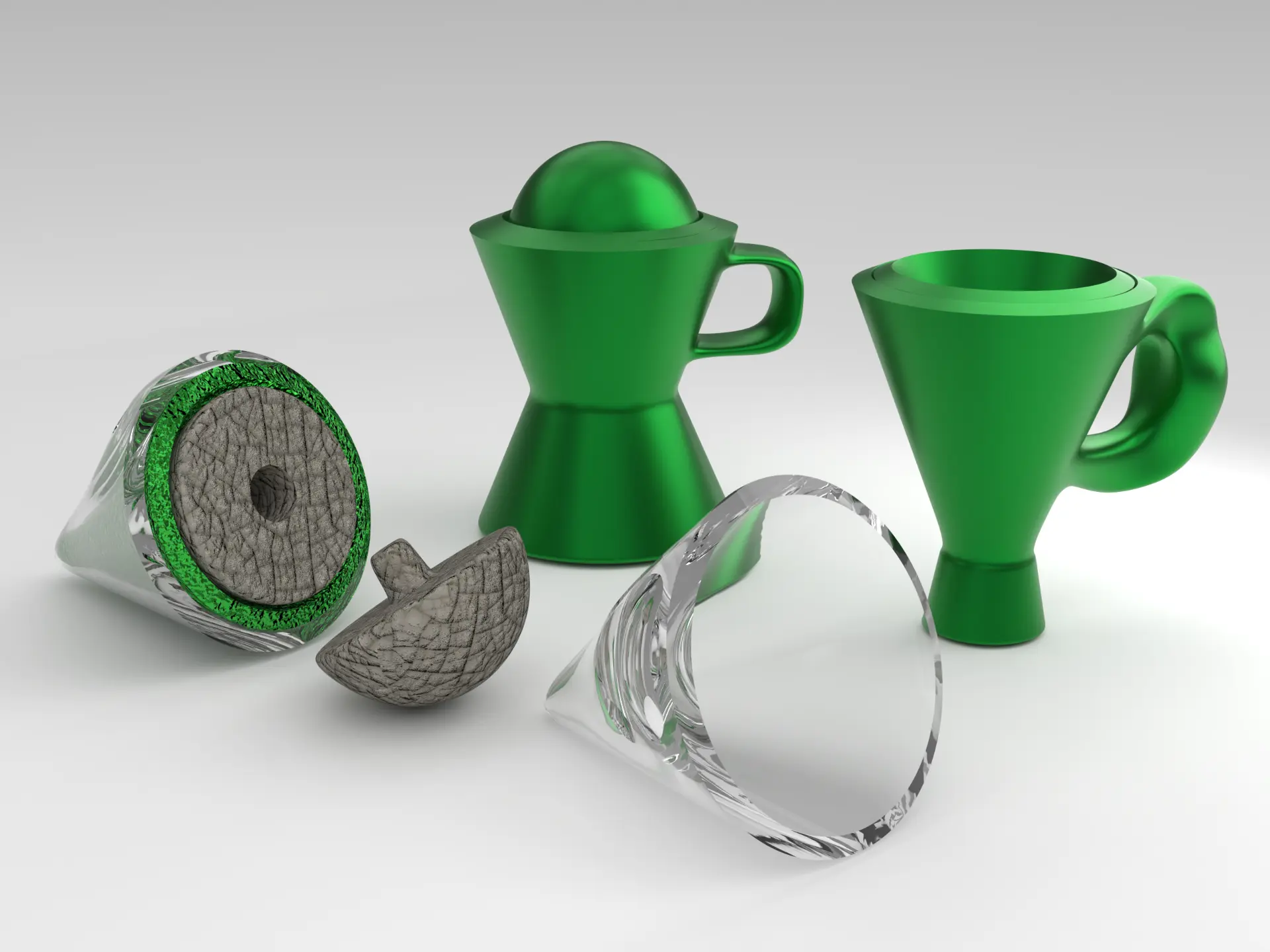 Mug studies rendered in a neutral studio environment